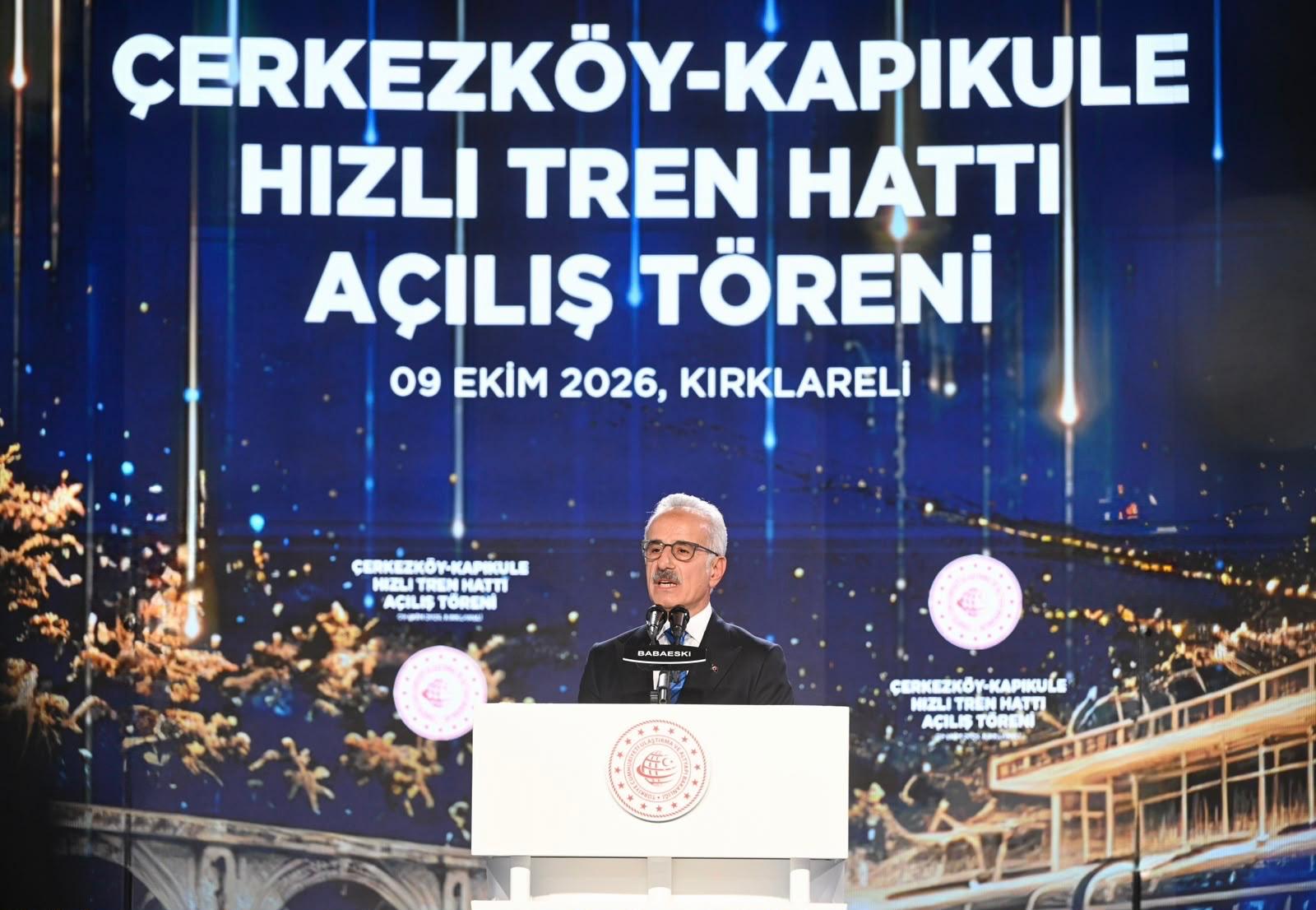 ÇERKEZKÖY–KAPIKULE HIZLI DEMİRYOLU HATTI’NDA YOLCULUK BAŞLADI 10 Ekim 2026